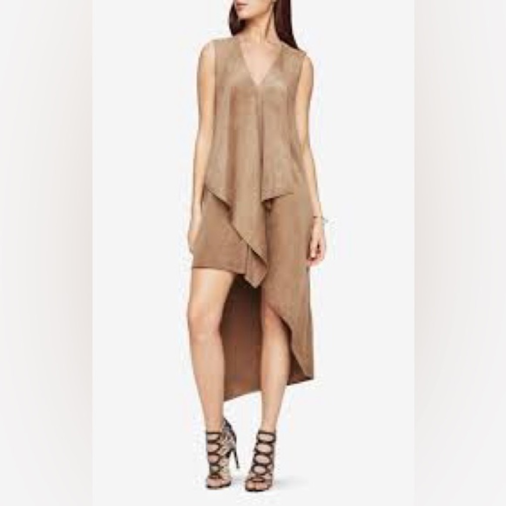 BCBGMaxAzria | Faux Suede Asymmetrical High Low Dress - Picture 2 of 8